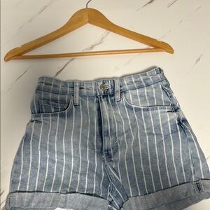 Striped Blue Jean Shorts
